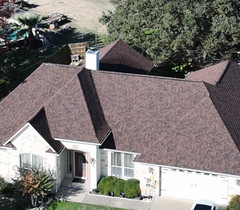 Example of Asphalt Roof Construction Performed by Live Oak Roofing in Canyon Lake, Texas