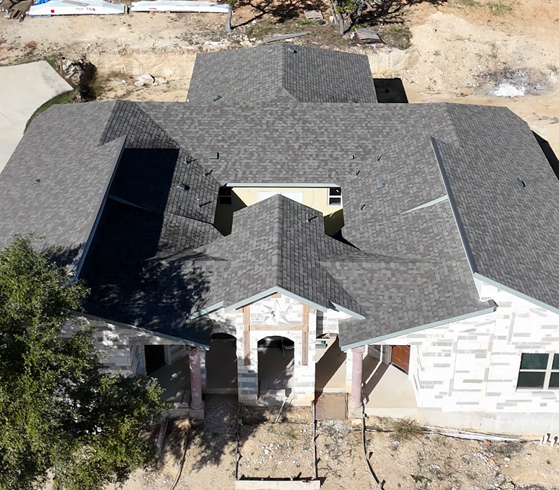 Example of Asphalt Roof Construction Performed by Live Oak Roofing in Bulverde, Texas