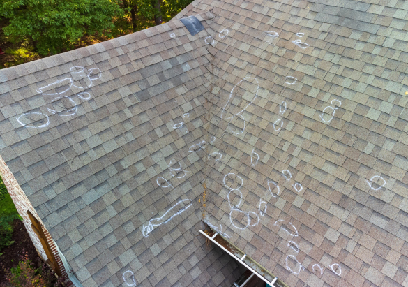 Damage to Roof Identified During Live Oak Roofing Emergency Storm Services